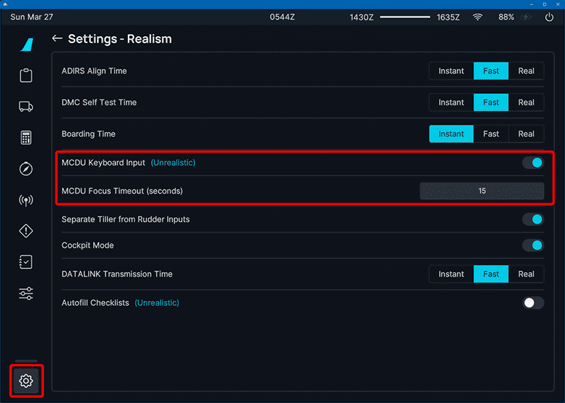 EFB Settings for MCDU Keyboard EFB Settings for MCDU Keyboard