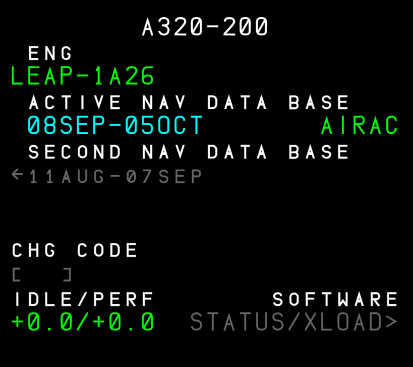 MCDU Data Status Page MCDU Data Status Page