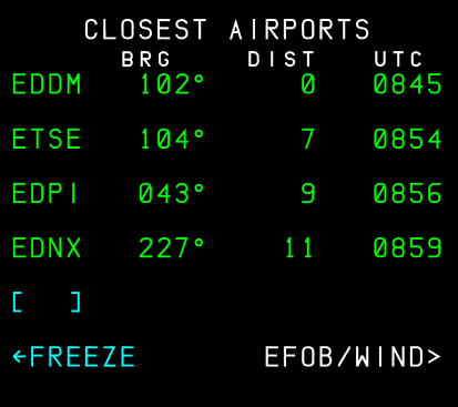 MCDU Data Closest Airports 1 Page MCDU Data Closest Airports 1 Page