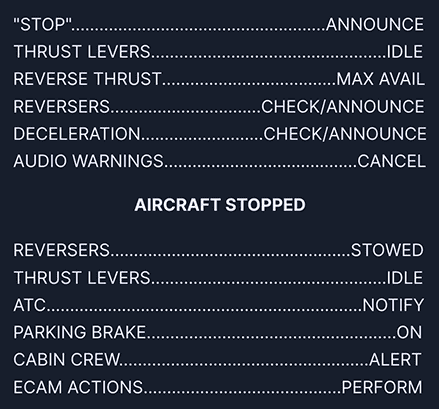 Rejected Takeoff Procedure Rejected Takeoff Procedure