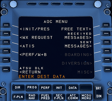 MCDU ATSU AOC page - WX and ATIS MCDU ATSU AOC page - WX and ATIS