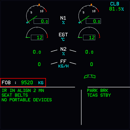 ECAM Fuel On Board ECAM Fuel On Board