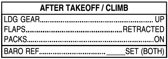 After Takeoff checklist After Takeoff checklist