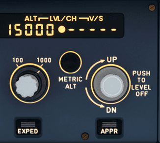 Entering the new altitude and pushing the knob for Managed Altitude Mode Entering the new altitude and pushing the knob for Managed Altitude Mode