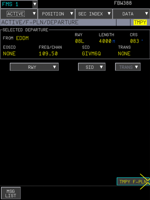 INIT DEPARTURE ENTERED