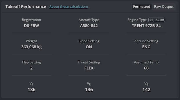 SIMBRIEF TO PERF RESULTS