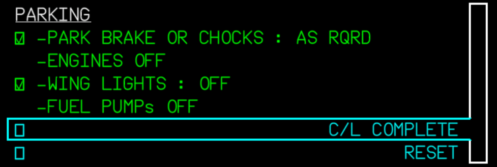 Checklist Parking