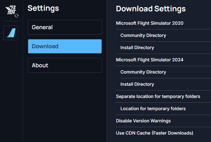 FlyByWire Simulations Installer Settings FlyByWire Simulations Installer Settings